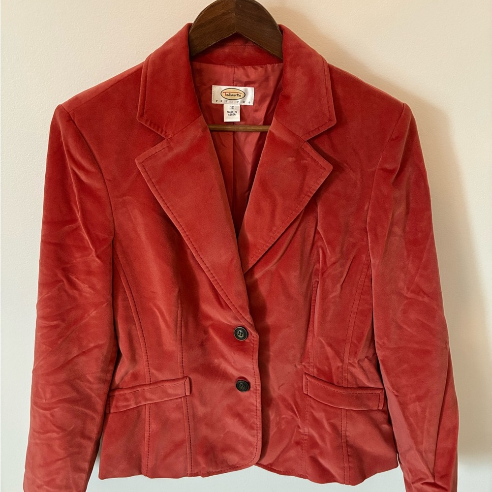 Talbots Velvet Blazer Cotton Silk 12 Petite